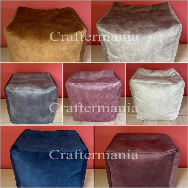 Luxury Soft Coniston Plush Square Bean Bag Foot Rest Stool Pouffe Living Room Beanbag Ottoman Footstools 9 Colours