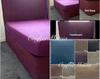 Luxury Naples Velvet Elasticated Divan Bed Base Valance Cover Wrap OR Headboard Cover Handmade in UK