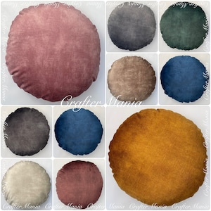 Round Soft Coniston Push Velvet Cushion Pad Insert Filled Circle Pillowcase Bed Sofa Cat Dog Home Decor HandMade to Order In U.K.