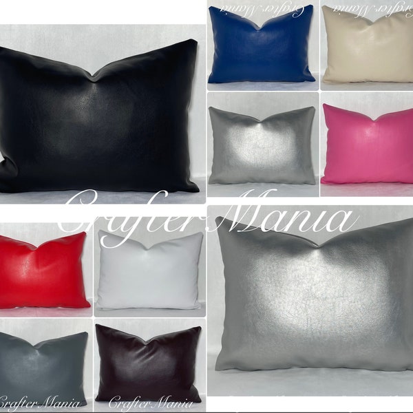 Fait à la main Rectangle Semi Pu Faux Cuir Coussin Pad Insert Rempli Taie D'oreiller Lit Canapé Décor À La Maison