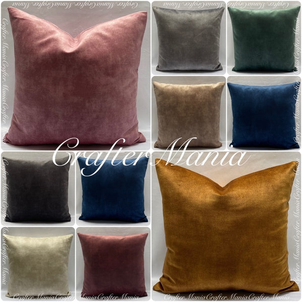 Supreme Quality Soft Handmade Coniston Brushed Plush Velvet Square Cushion Covers Pillowcase Bed Sofa Home Decor