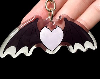 Bat Heart Acrylic Keychain | Pastel Pink