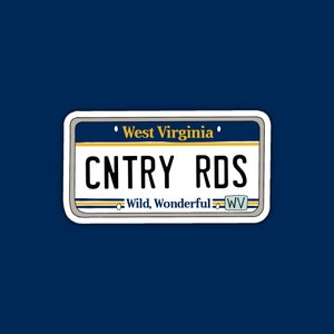 Country Roads License Plate Sticker