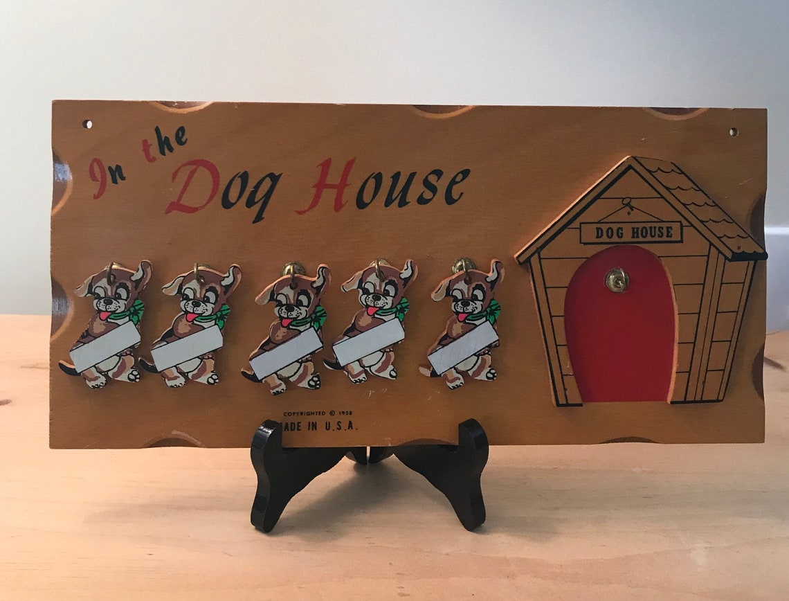 In The Dog House Vintage Wooden Plaque from 1958. Kitschy Etsy