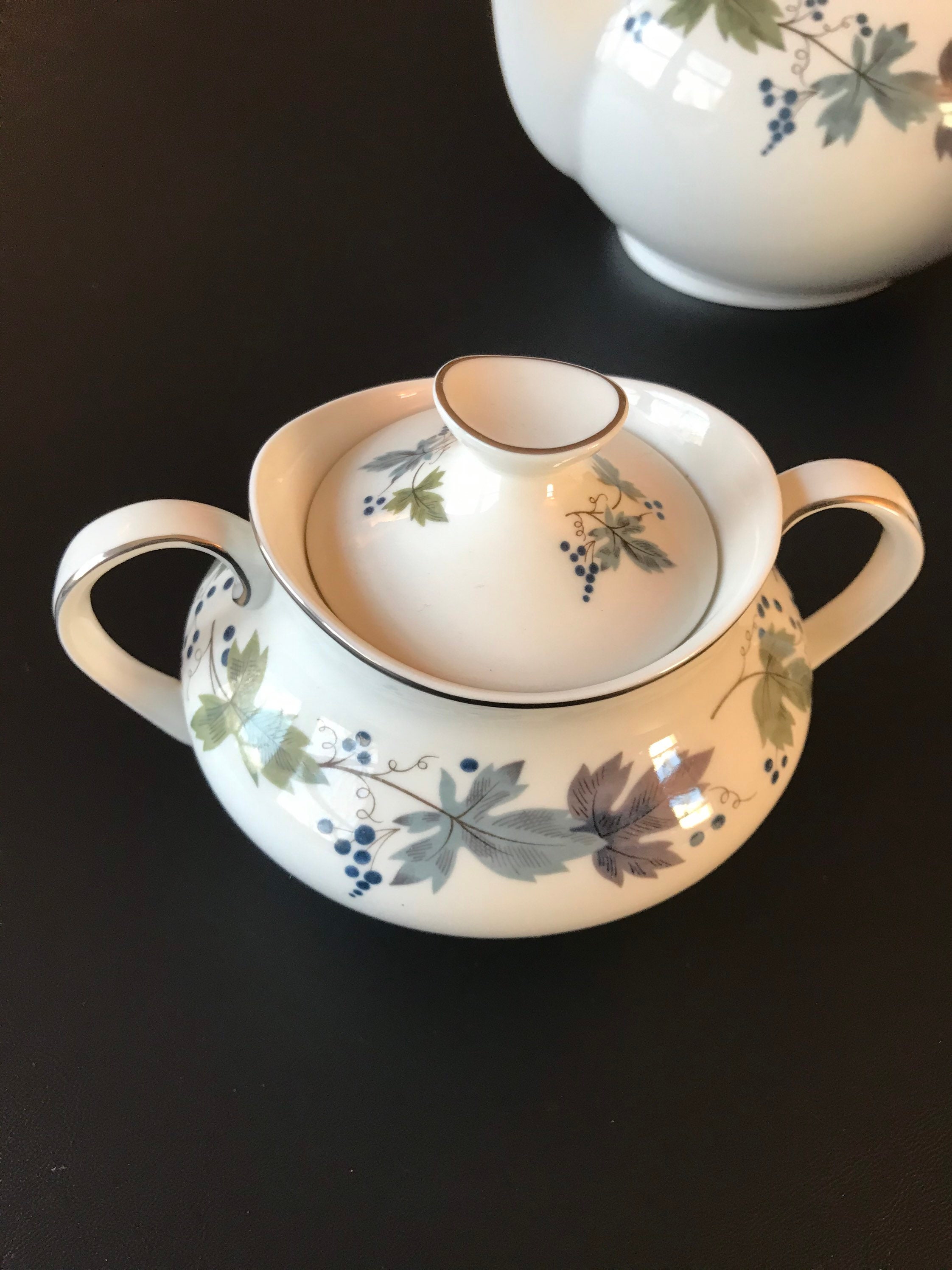 1960s Royal Doulton Sugar Bowl in Burgundy Pattern. Etsy