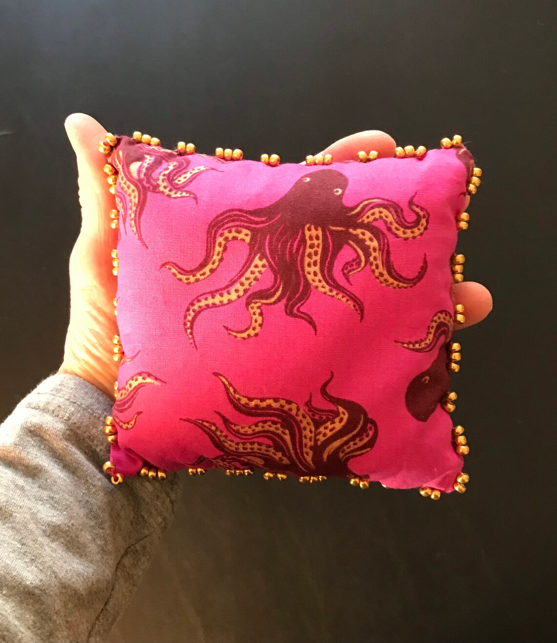 Magenta Octopus Rules Large Hand Beaded Lavender Sachet Etsy
