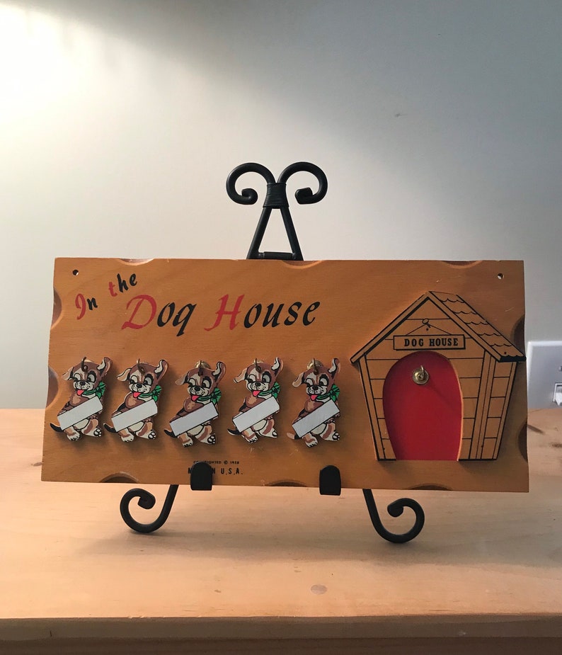 In The Dog House Vintage Wooden Plaque from 1958. Kitschy Etsy