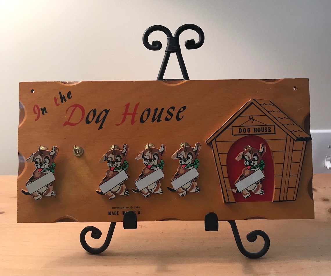In The Dog House Vintage Wooden Plaque from 1958. Kitschy Etsy