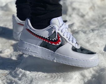 Natte sneeuw semester tijger Custom Bape Teeth Air Force 1s - Etsy