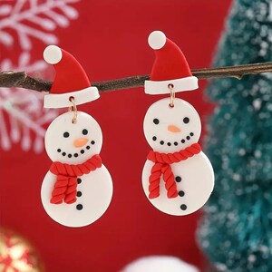 Snowman Christmas Earrings- Holiday Party Earrings