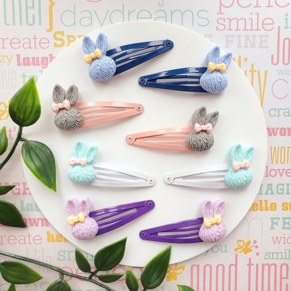 Choose your favorite Easter bunny hair clips for her, adorable bunnys head hairpins for kids Easter accessory and gift