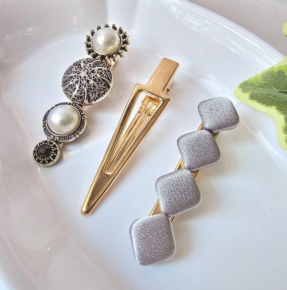 Elegant Gold and Silver Hair Accessories Set Amazon.com : Gold Silver Minimalist Hair Clips Dainty  main image 3