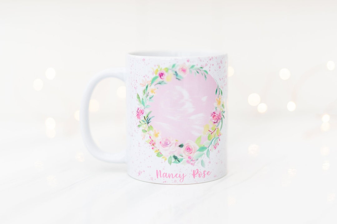 Pink & Turquoise Floral Wreath Ultrasound Mug Ultrasound Mug