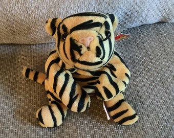 Vintage Rare, Ty Beanie Baby, “STRIPES”, the Friendly Tiger Cat, 1995