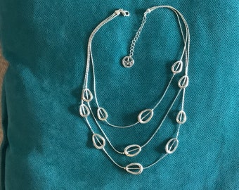 Vintage Triple Crown Trifari Silver Tone Necklace, 1990’s