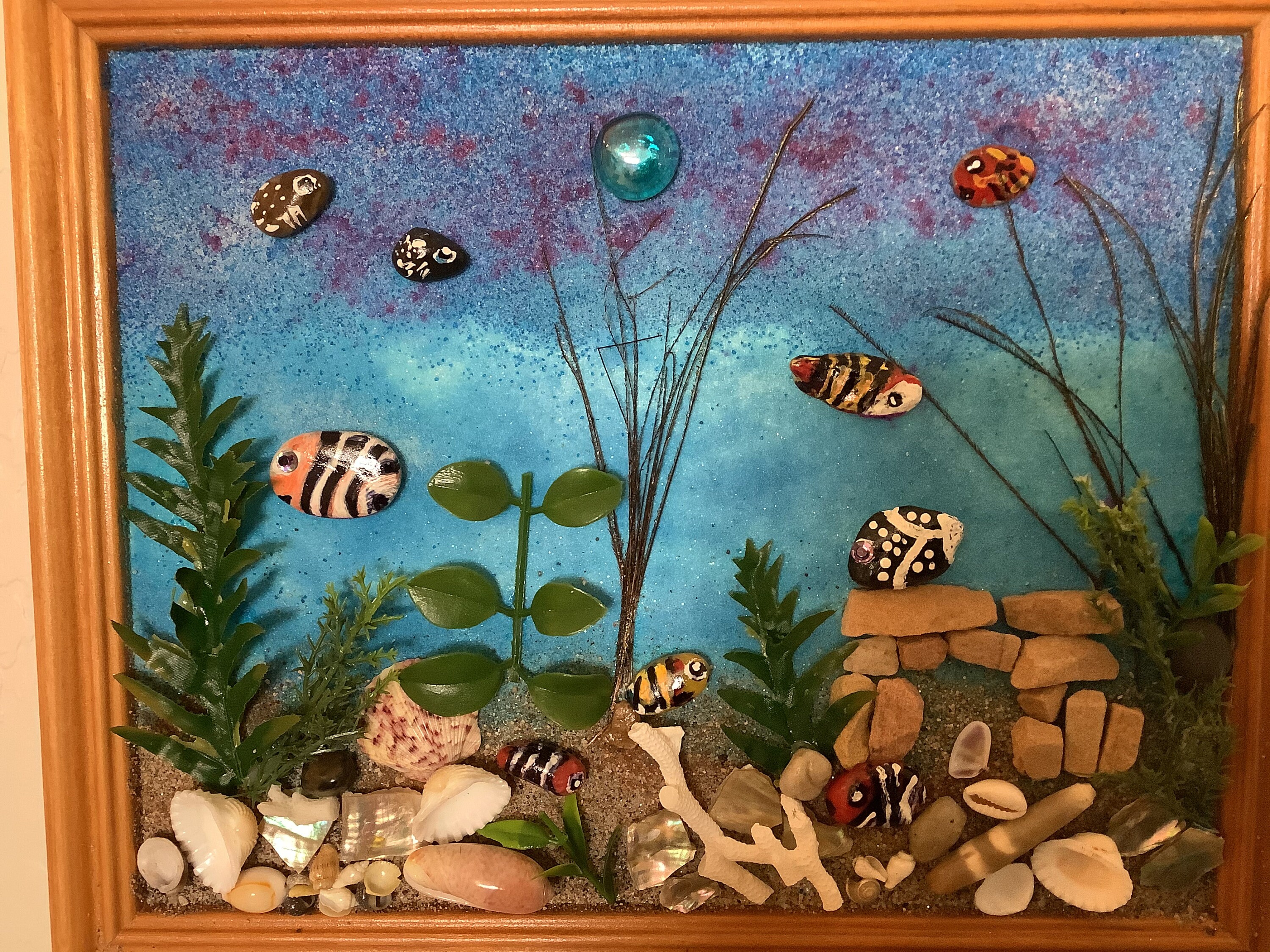 Pebble Art, Fish Tank Stories, 8x10 3D Handmade Wall Art, Framed in All Wood, Vintage Frame - Etsy Pebble Art, Fish Tank Stories, 8x10 3D Handmade Wall Art, Framed in All Wood, Vintage Frame - Etsy