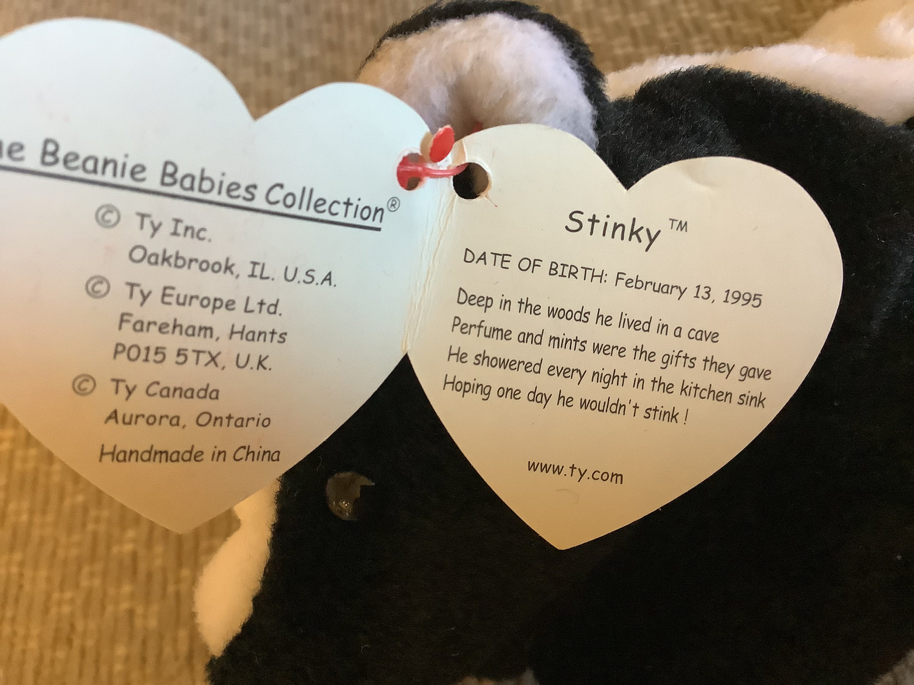 Vintage Rare, Ty Beanie Baby, STINKY, the Friendly Skunk, 1995 Etsy