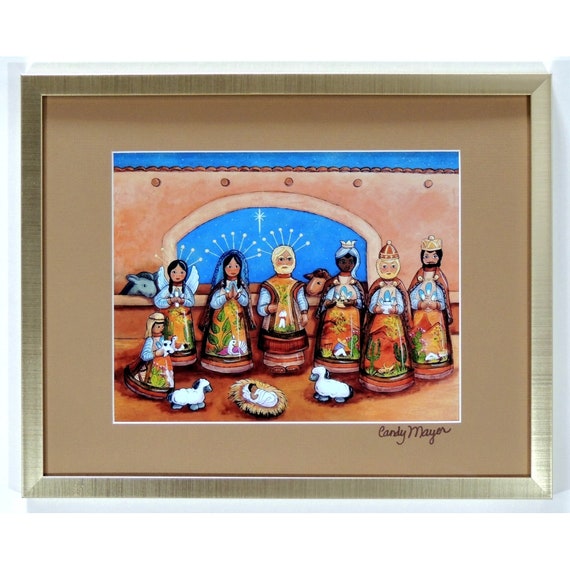 Mexican Nativity Set, Religious Art Print, Christian Gifts, Mexican Folk Art Print, Christmas Gift, Folk Art Nativity, Southwestern Art