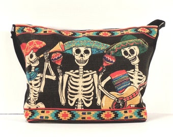 Dia de los Muertos Art, Boho bags, Cotton Bag, Purse for Women, Purses and Bags, Skeleton Purse, Screen Printed Designs, Gifts for Women