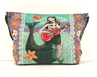 Dia de los Muertos Art, Boho Bags, Cotton Bag, Purse for Women, Skeleton Purse, Screen Printed Designs, Gifts for Women