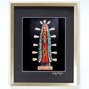 Our Lady of Guadalupe Art, Virgin Mary Print, Religious Gift, Catholic Print, Christian Art, Mexican Folk Art Matted Print, Christian Gift