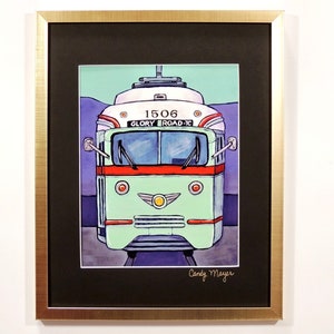 El Paso Art, Streetcar, City Street Painting, Texas Artwork & Gifts, City Art, Acrylic Painting Print