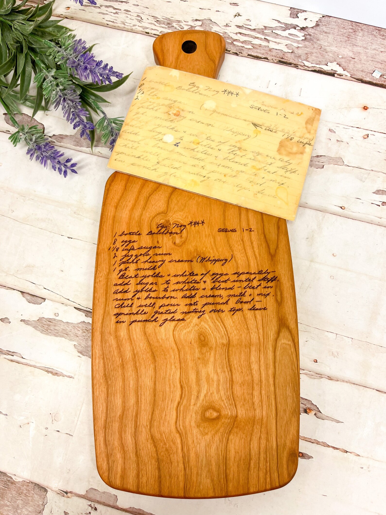 Handwriting Engraved Paddle Cutting Board Custom Recipe Etsy