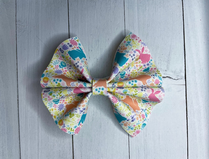 Easter Rabbit Faux Leather Bow
