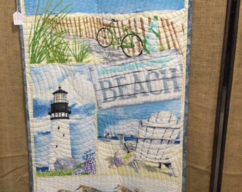 Coastal paradise quilted cotton wall hanging