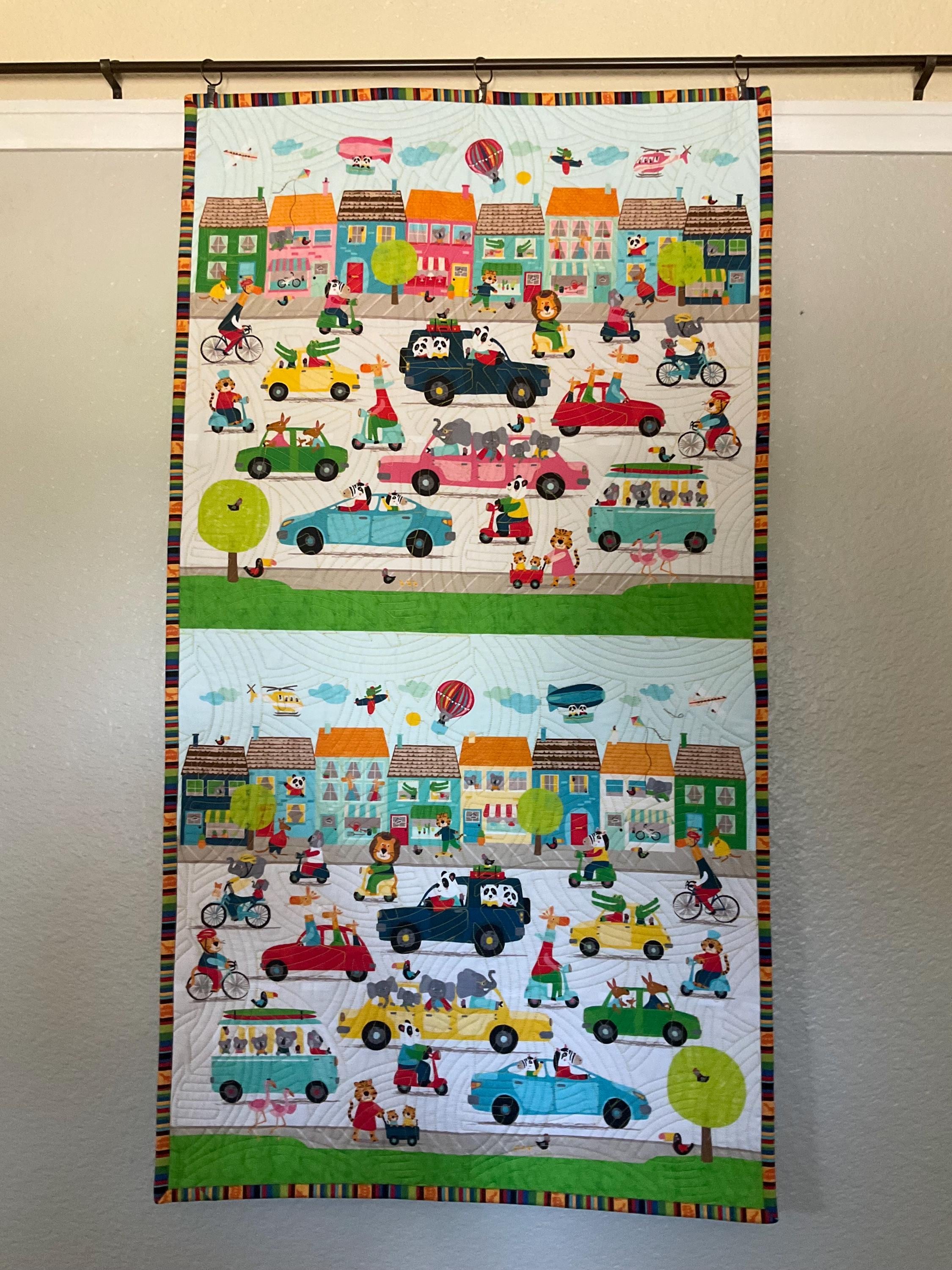 Busy Street Quilted Cotton Wall Hanging - Etsy