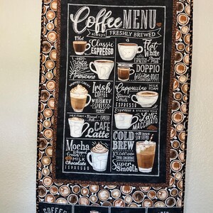 Menu de café acolchoado para pendurar na parede