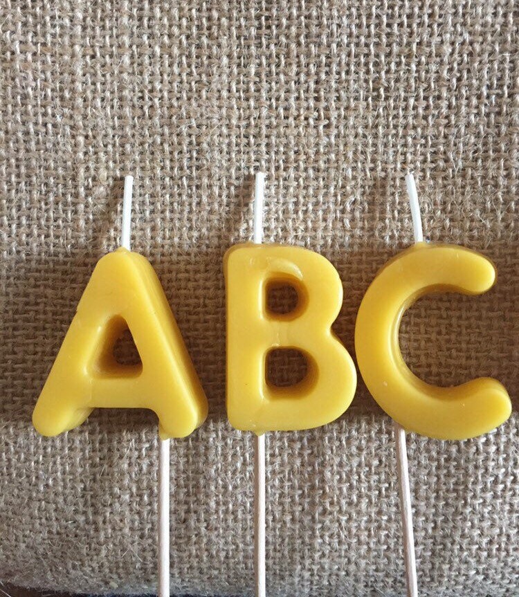 Beeswax Candles Birthday Letter Candles Letters A Z Etsy