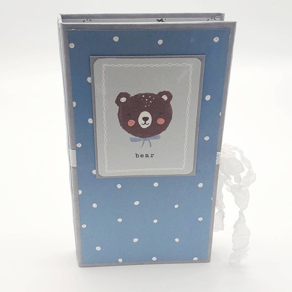 Baby Book, Grandma's Brag Book, Baby Folio, Blue and White Baby Gift, Photo Album, Baby Bear