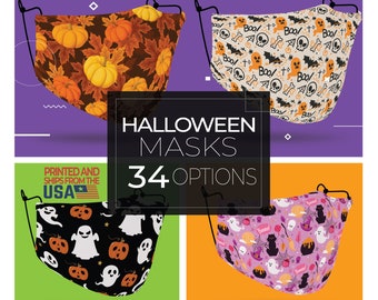 Halloween Face Mask with Filter Pocket | Includes 2 Filters | Washable | Reusable