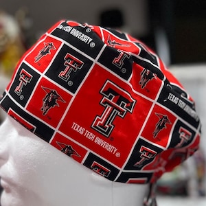 TEXAS TECH UNIVERSITY scrub cap skully anesthesia nurse doctor medical hospital cancer head cover