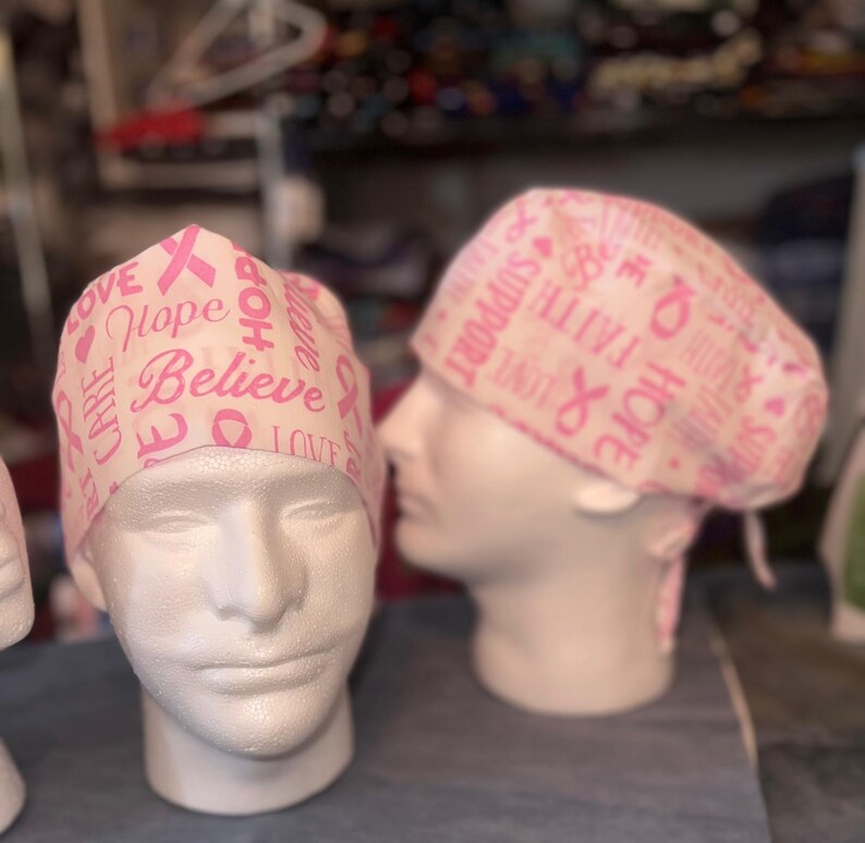 Pattern Cancer Ribbon Cap Pink Ribbon Scrub Cap: Fight Cancer, Unisex Cotton Hat - Etsy