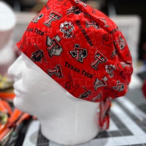 TEXAS TECH UNIVERSITY scrub cap skully anesthesia nurse doctor medical hospital cancer head cover