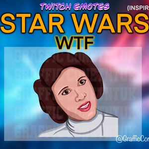 May include: A digital illustration of Princess Leia from Star Wars, with a surprised expression, and the text "WTF" above her. The background is a blurred image of a galaxy.