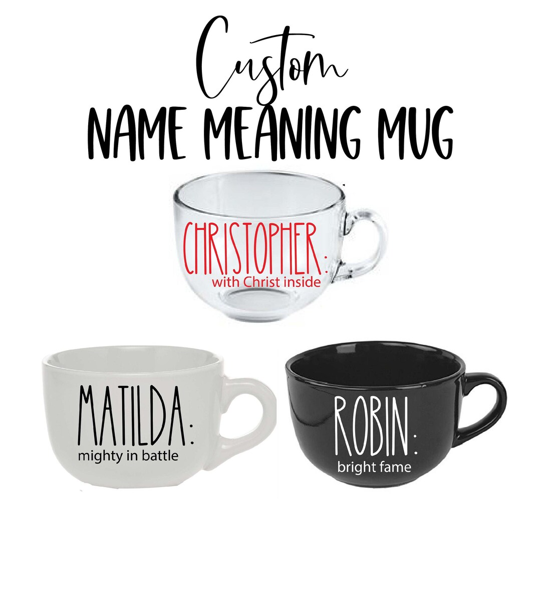 Large Name Meaning Mug/first or Last Name Meaning/16 Oz Cappuccino Mugs