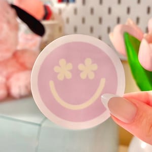 Happy Face Sticker- Laptop Decor- Stationary- Aesthetic- Preppy- Happy Sticker- Cute- Water Bottle Sticker