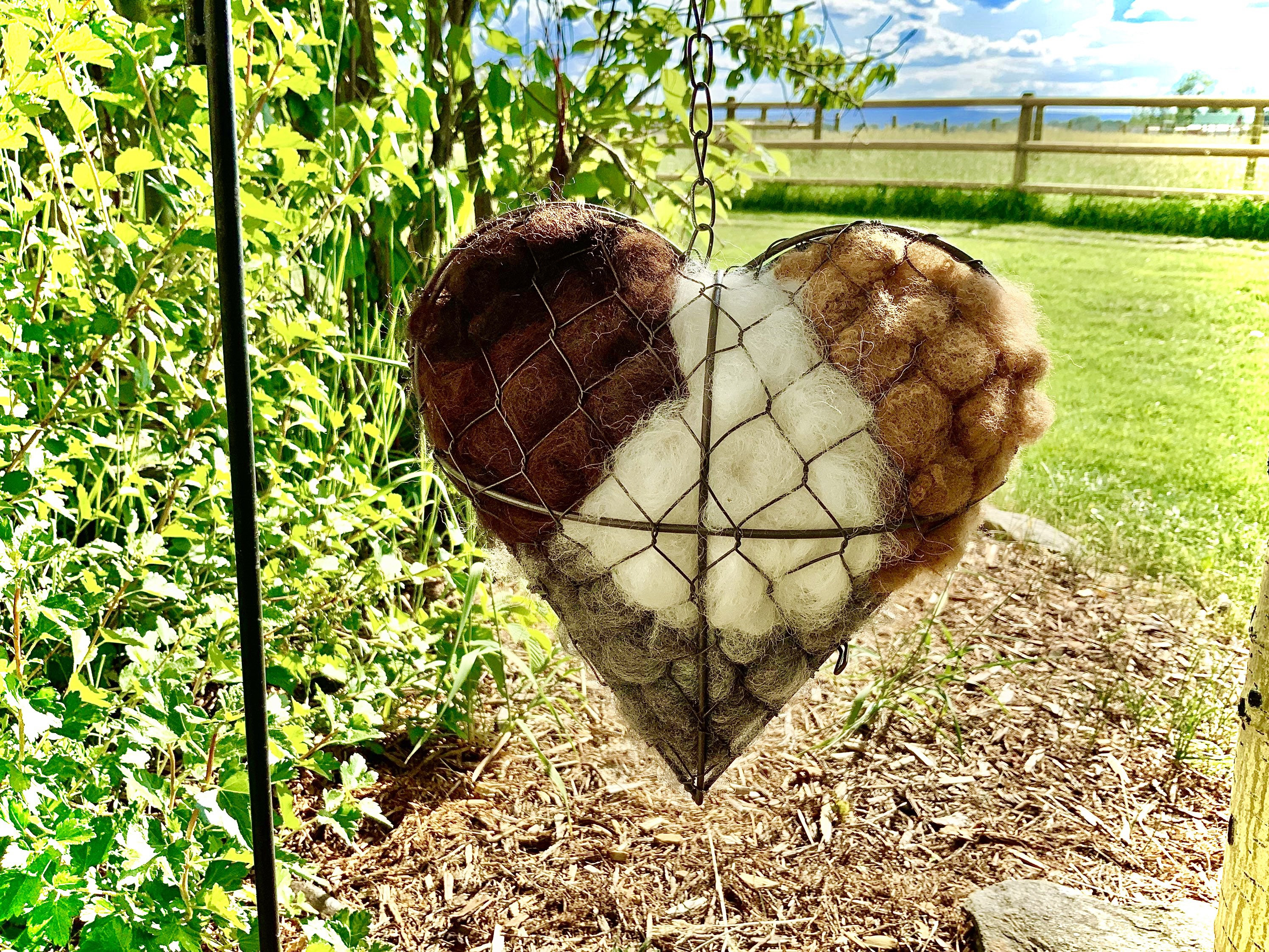 Bird Nesting Heart,Flat back, 3D front, Filled with 100% Alpaca, Outd…