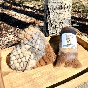 Bird Nesting Heart with Natural Alpaca Fiber for Yard Art
