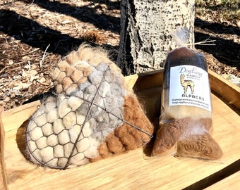 Bird Nesting Heart with Natural Alpaca Fiber for Yard Art