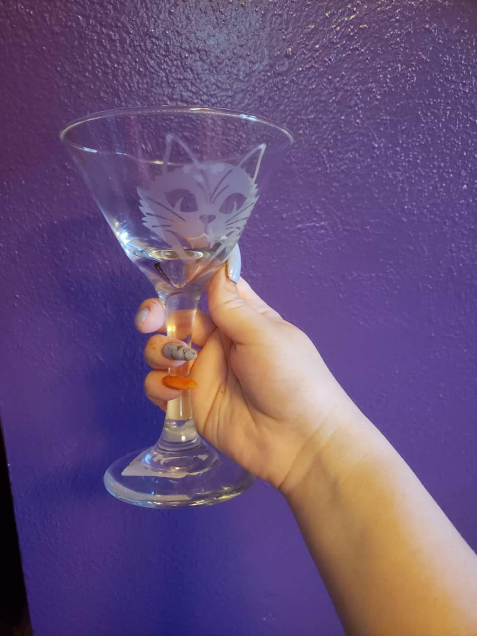 Cat martini glass Etsy