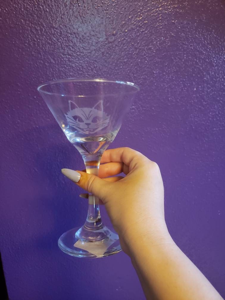 Cat martini glass Etsy