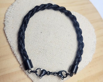Horse Hair Bracelet | Made with Your Own Horse's Hair | Black Stainless Steel Horsehair Jewellery | Equestrian Keepsake Gift