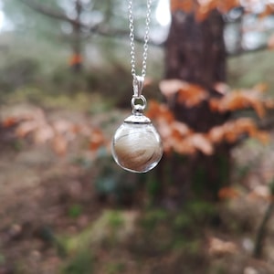 Horsehair filled glass globe pendant on a silver plated chain. Horsehair necklace. Horsehair keepsake. Pet hair memorial keepsake