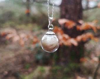 Horsehair Keepsake Necklace: Glass Globe Pet Memorial, Silver Plated Chain