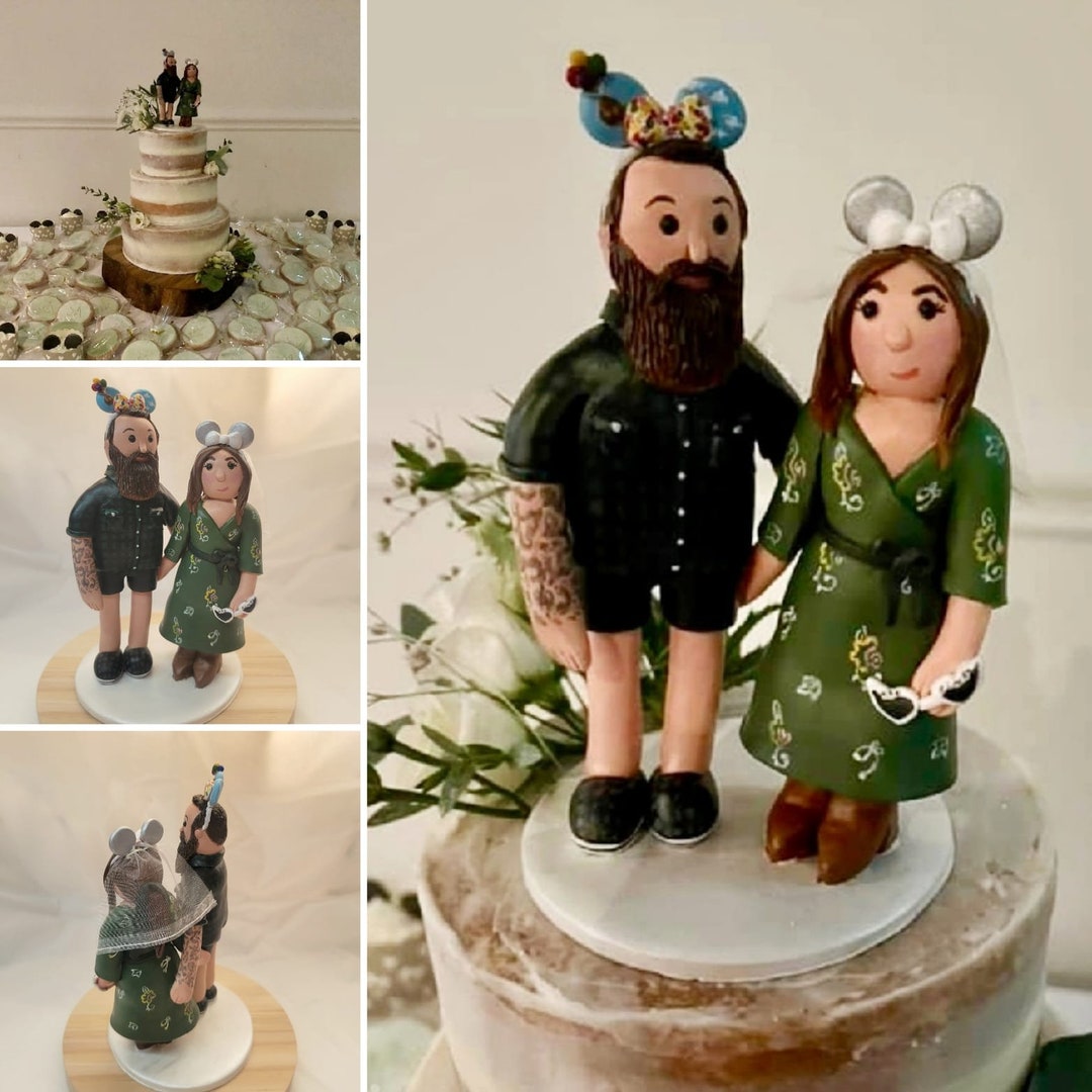 Bride & Groom Clay Wedding Cake Topper Custom Made Personalised Wedding ...