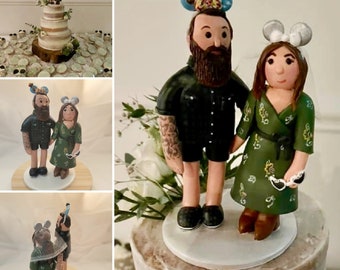 Bride & Groom clay wedding cake topper - Custom Made personalised wedding keepsake